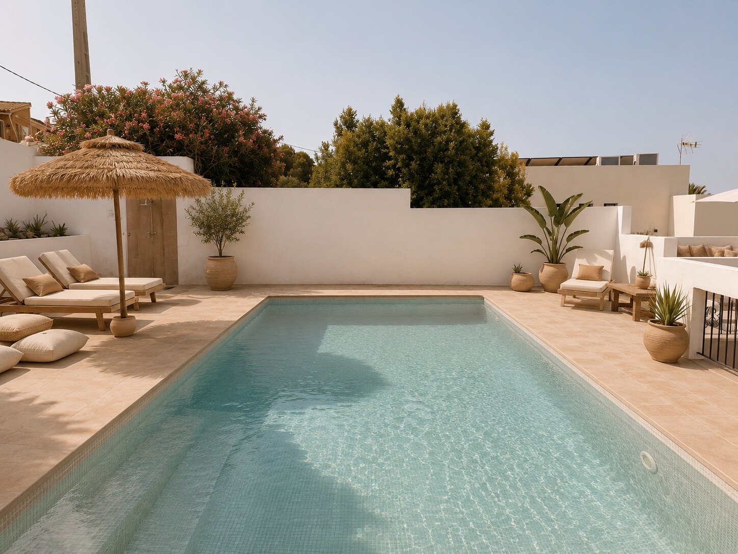 Het privézwembad en zonneterras van Casa Moana
